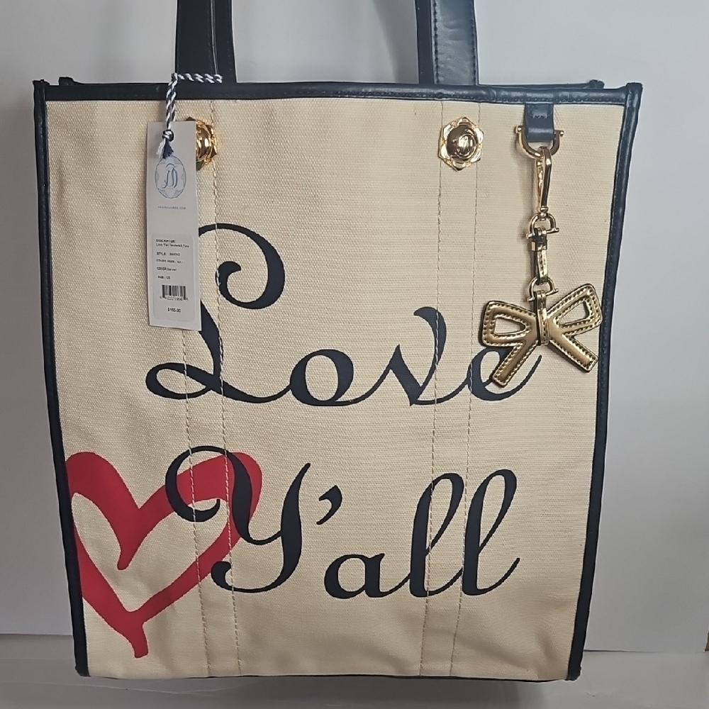 Nwt Preppy Draper James Love Ya'll Tote Canvas Bag